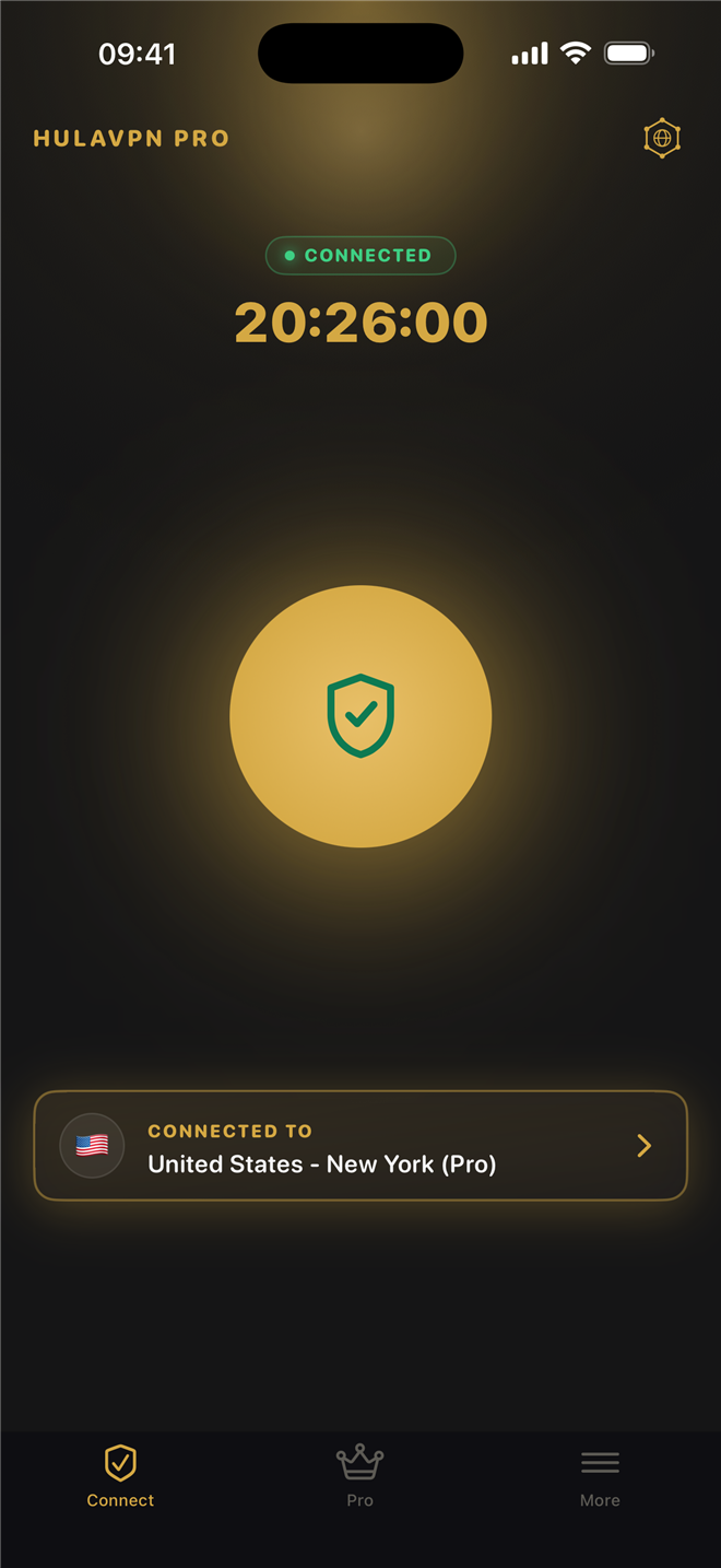 HulaVPN app screenshot